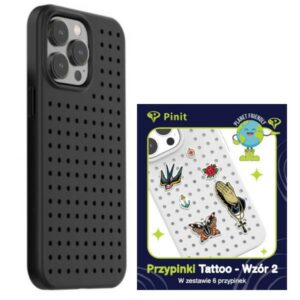 Zestaw Etui Pinit Dynamic + Tattoo Pin iPhone 14 Pro 6.1" fekete minta 2 tok