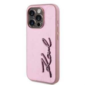 Apple iPhone 15 Pro Max KARL LAGERFELD KLHCP15XPFMFBKMP Hátlap - Rózsaszín