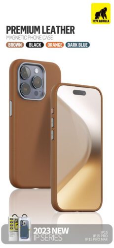 Apple iPhone 15 Pro TG Premium Leather Magsafe Hátlap - Barna