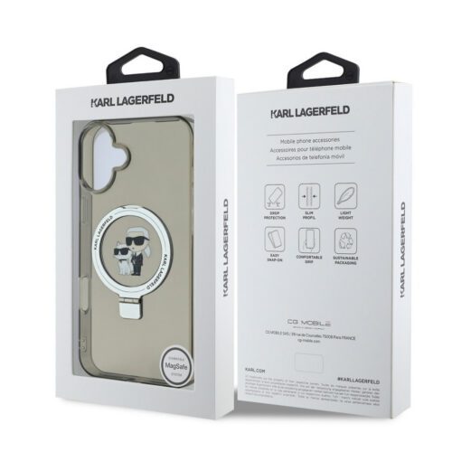 Apple iPhone 16 KARL LAGERFELD KLHMP16SHMRSKCK MagSafe Ringstand Hátlap - Fekete - Image 2