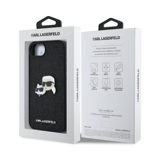 Apple iPhone 16e KARL LAGERFELD KLHCPSE4PFGKCPK Glitter Hátlap - Fekete - Image 2