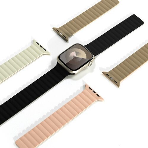 Araree Szilikon összekötő szíj Apple Watch 42/44/45/49mm Meleg fehér-khaki AR70-01907C - Image 2