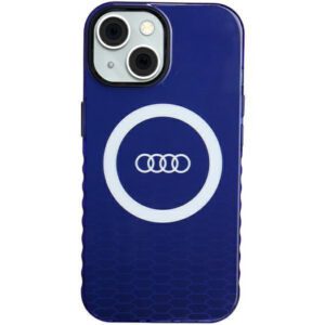 Audi AU-IMLMIP15-Q5/D2-BE IML Big Logo MagSafe-kompatibilis keménytok iPhone 15 - tengerészkék