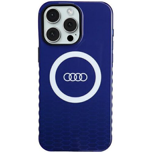 Audi AU-IMLMIP15PM-Q5/D2-BE IML Big Logo MagSafe-kompatibilis keménytok iPhone 15 Pro Max - tengerészkék