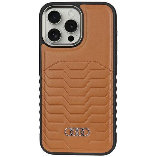 Audi AU-TPUPCMIP14PM-GT/D3-BN műbőr MagSafe keménytok iPhone 14 Pro Max - barna