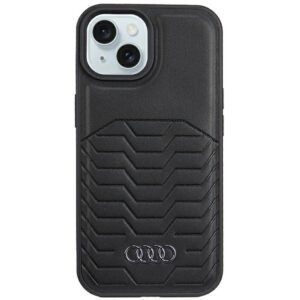 Audi AU-TPUPCMIP15-GT/D3-BK műbőr keménytok MagSafe iPhone 15 - fekete