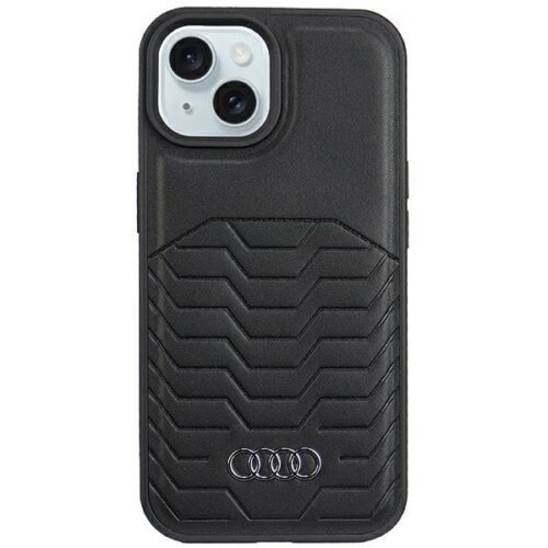 Audi AU-TPUPCMIP15M-GT/D3-BK műbőr MagSafe keménytok iPhone 15 Plus - fekete