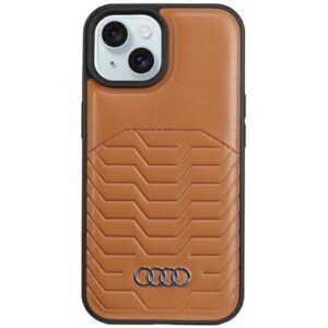 Audi AU-TPUPCMIP15M-GT/D3-BN műbőr MagSafe keménytok iPhone 15 Plus - barna