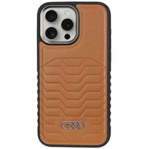 Audi AU-TPUPCMIP15P-GT/D3-BN műbőr MagSafe keménytok iPhone 15 Pro - barna