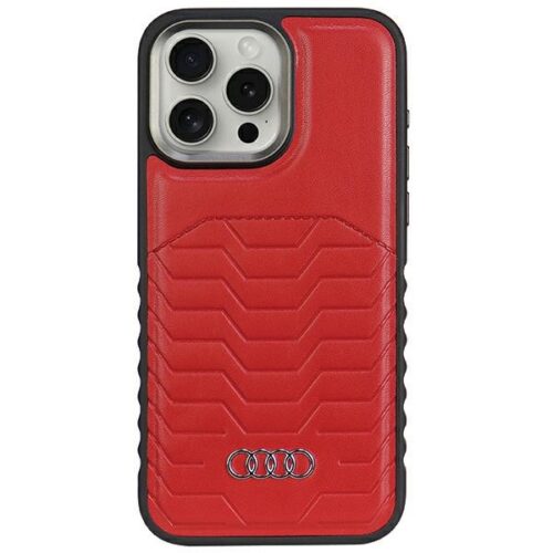 Audi AU-TPUPCMIP15PM-GT/D3-RD műbőr MagSafe keménytok iPhone 15 Pro Max - piros