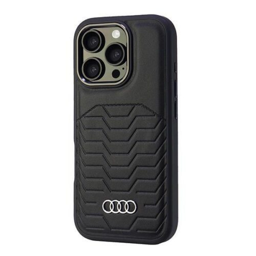 Audi AU-TPUPCMIP16P-GT/D3-BK Synthetic Leather MagSafe keménytok iPhone 16 Pro - fekete - Image 2