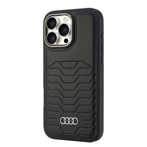Audi AU-TPUPCMIP16PM-GT/D3-BK Synthetic Leather MagSafe keménytok iPhone 16 Pro Max - fekete - Image 2