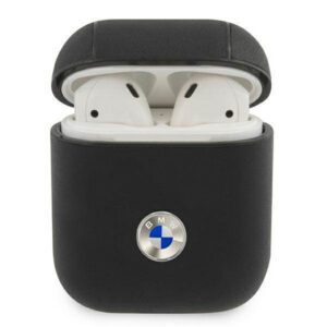 BMW BMA2SSLBK AirPods 1/2 tok fekete Geniune bőr ezüst logó