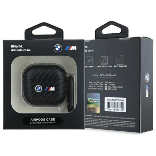 BMW BMA4WMPUCA2 Carbon Double Metal Logo tok AirPods 4 - fekete - Image 2