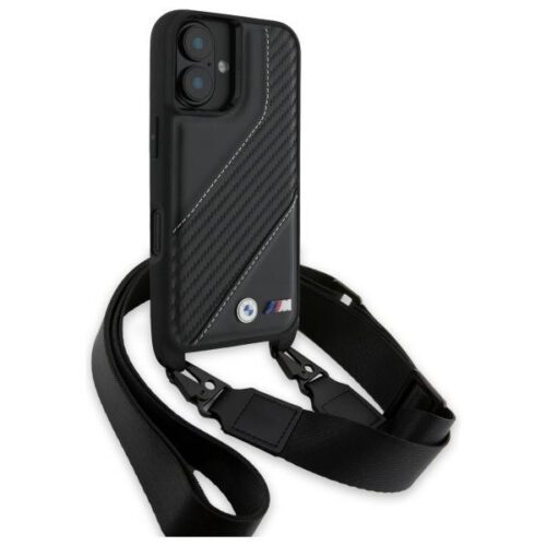BMW BMHCP16M23PSCCK M Edition Carbon Stripe & Strap keménytok iPhone 16 Plus - fekete - Image 2