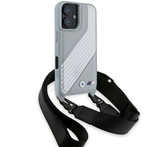 BMW BMHCP16S23PSCCG M Edition Carbon Stripe & Strap keménytok iPhone 16 - szürke - Image 2