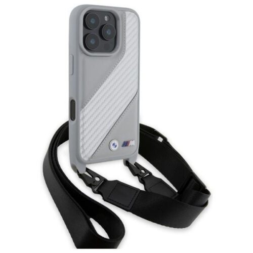 BMW BMHCP16X23PSCCG M Edition Carbon Stripe & Strap keménytok iPhone 16 Pro Max - szürke - Image 2