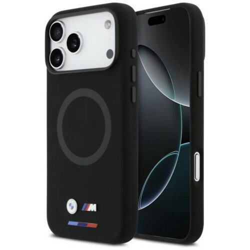 BMW M szilikon logós MagSafe tok iPhone 17 Pro Max-hoz Fekete