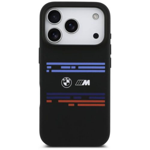 BMW M szilikon vízszintes vonalú MagSafe tok iPhone 17 Pro-hoz Fekete - Image 2