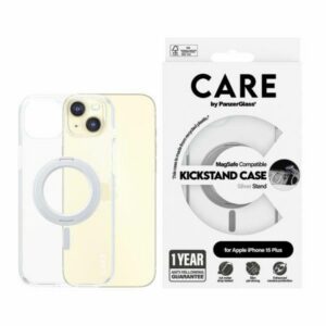 CARE by PanzerGlass kitámasztható MagSafe tok iPhone 15 Plus - ezüst