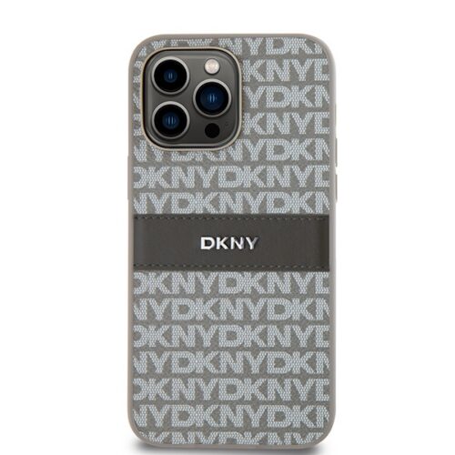 DKNY DKHCP14LPRTHSLE Leather Mono Stripe & Metal Logo tok iPhone 14 Pro - bézs - Image 2