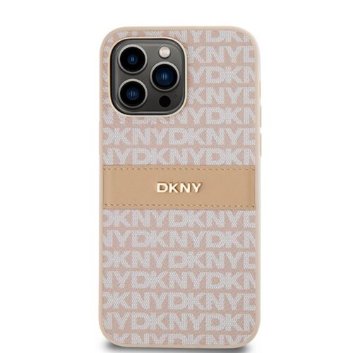 DKNY DKHCP14LPRTHSLP Leather Mono Stripe & Metal Logo tok iPhone 14 Pro - rózsaszín - Image 2