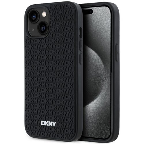 DKNY DKHCP15S3DRPWK 3D Rubber Repeat Pattern tok iPhone 15 - fekete
