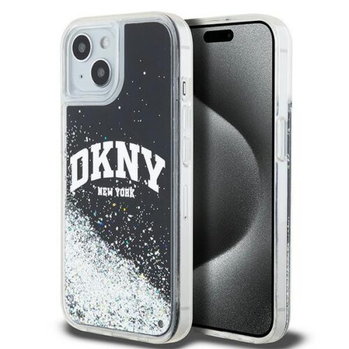 DKNY DKHCP15SLBNAEK Liquid Glitter Big Logo tok iPhone 15 - fekete