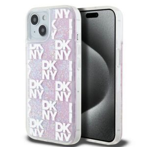 DKNY DKHCP15SLCPEPP Liquid Glitter Multilogo tok iPhone 15 - rózsaszín