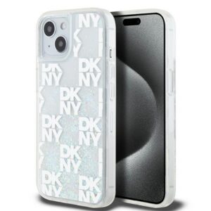 DKNY DKHCP15SLCPEPT Liquid Glitter Multilogo tok iPhone 15 - fehér