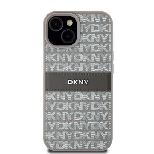 DKNY DKHCP15SPRTHSLE Leather Mono Stripe & Metal Logo tok iPhone 15 - bézs - Image 2
