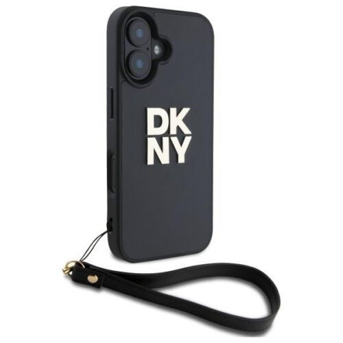 DKNY DKHCP16SPBSWSK Wrist Strap Stock Logo keménytok iPhone 16 - fekete - Image 2