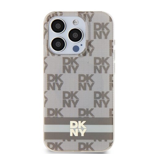DKNY DKHMP13XHCPTSE IML Checkered Mono Pattern & Printed Stripes MagSafe-kompatibilis tok iPhone 13 Pro Max - bézs - Image 2