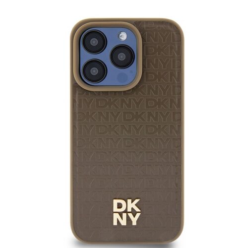 DKNY DKHMP14LPSHRPSW Leather Pattern Metal Logo MagSafe-kompatibilis tok iPhone 14 Pro - barna - Image 2