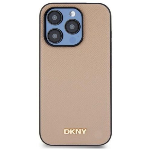 DKNY DKHMP15LPGHLME Grained Metal Logo MagSafe-kompatibilis tok iPhone 15 Pro - bézs - Image 2