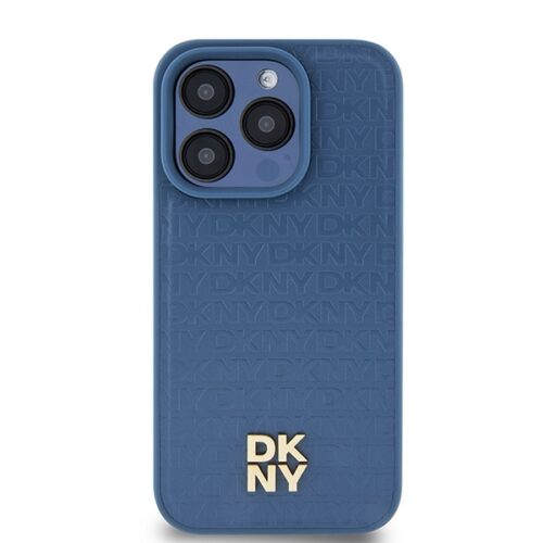 DKNY DKHMP15LPSHRPSB Leather Monogram Pattern Metal Logo MagSafe-kompatibilis tok iPhone 15 Pro - kék - Image 2