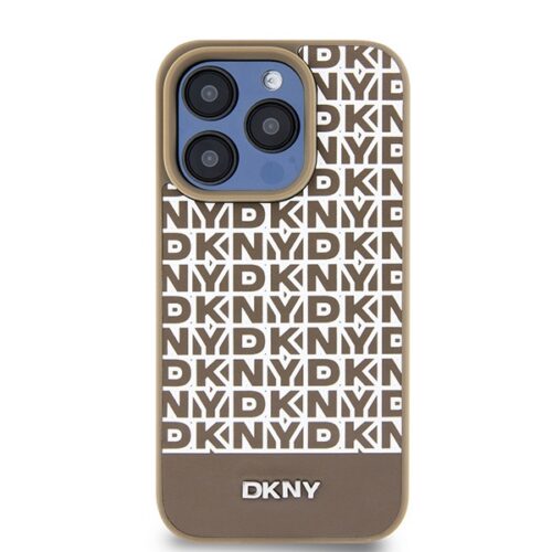 DKNY DKHMP15LPSOSPW Leather Printed Pattern Metal Logo MagSafe-kompatibilis tok iPhone 15 Pro - barna - Image 2