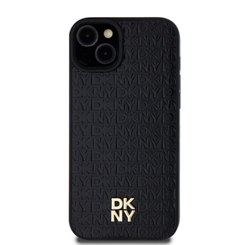 DKNY DKHMP15MPSHRPSK Leather Monogram Pattern Metal Logo MagSafe-kompatibilis tok iPhone 15 Plus - fekete - Image 2