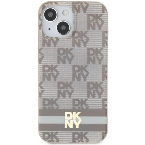 DKNY DKHMP15SHCPTSE IML Checkered Mono Pattern & Printed Stripes MagSafe-kompatibilis tok iPhone 15 - bézs - Image 2