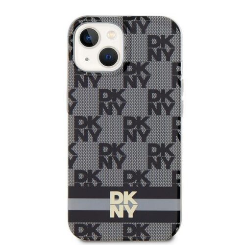 DKNY DKHMP15SHCPTSK IML Checkered Mono Pattern & Printed Stripes MagSafe-kompatibilis tok iPhone 15 - fekete - Image 2