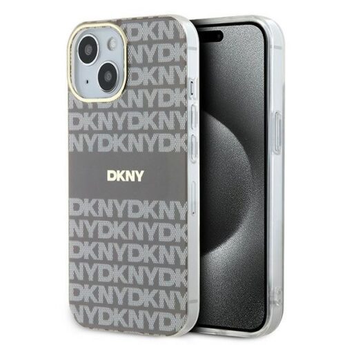 DKNY DKHMP15SHRHSEE IML Mono & Stripe MagSafe-kompatibilis tok iPhone 15 - bézs