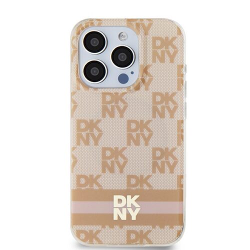 DKNY DKHMP15XHCPTSP Checkered Mono Pattern & Printed Stripes MagSafe-kompatibilis tok iPhone 15 Pro Max - rózsaszín - Image 2