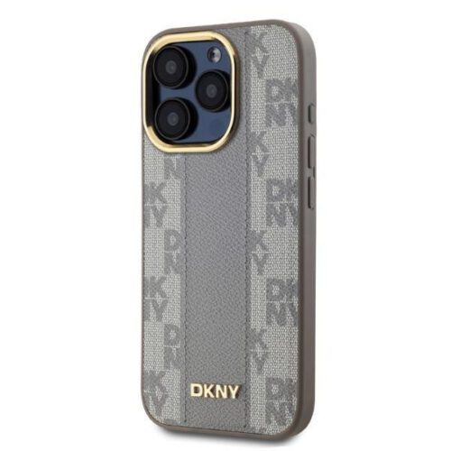 DKNY DKHMP15XPCPVSLE Leather Checkered Mono Pattern MagSafe keménytok iPhone 15 Pro Max - bézs - Image 2