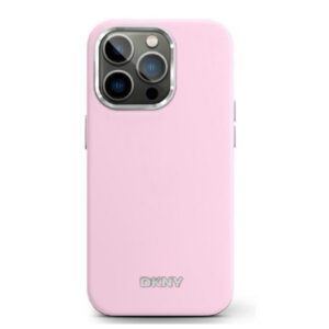 DKNY DKHMP16LSMCHLP Liquid Silicone Small Metal Logo MagSafe-kompatibilis keménytok iPhone 16 Pro - rózsaszín