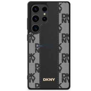 DKNY Leather Checkered Pattern MagSafe-kompatibilis tok Samsung Galaxy S25 - fekete
