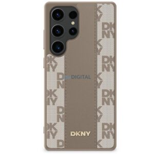 DKNY Leather Checkered Pattern MagSafe-kompatibilis tok Samsung Galaxy S25 - tópszürke