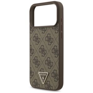 GUESS LEATHER 4G TRIANGLE STRASS MAGSAFE szilikon telefonvédő (bőr hatású hátlap