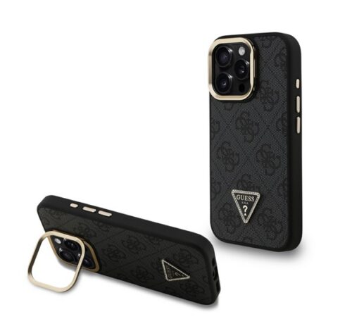 GUESS PU 4G STRASS TRIANGLE LOGO STAND műanyag telefonvédő (ütésállóság