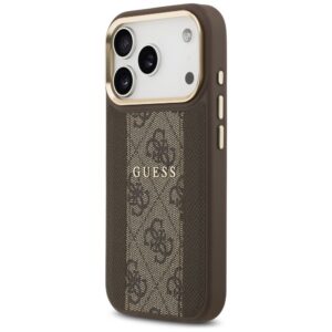 GUESS tok IPHONE 17 Pro kompatibilis a MagSafe GUHMP17LPG4SEMCW (PU W/ 4G csíkkal) barna