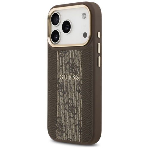 GUESS tok IPHONE 17 Pro kompatibilis a MagSafe GUHMP17LPG4SEMCW (PU W/ 4G csíkkal) barna